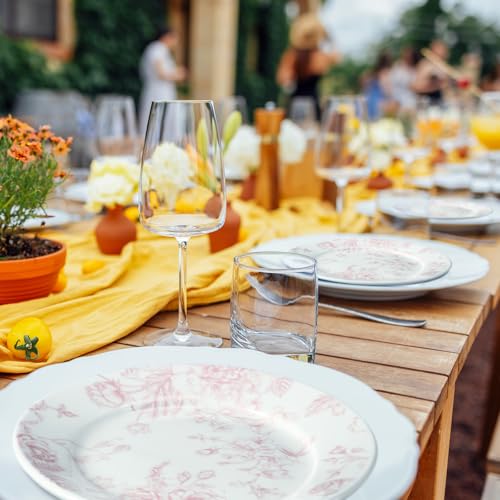 Ceramic Floral Plates Set of 6 6 Inch Pink and White Salad Dessert Plates
