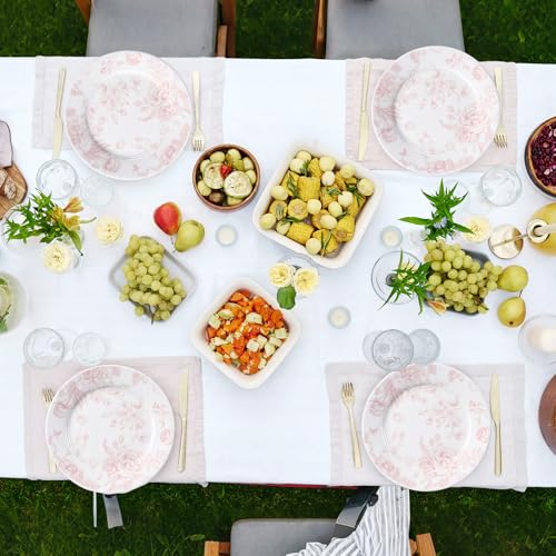Ceramic Floral Plates Set of 6 6 Inch Pink and White Salad Dessert Plates
