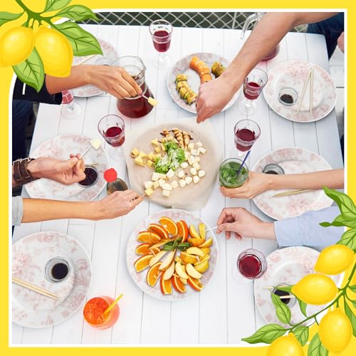 Ceramic Floral Plates Set of 6 6 Inch Pink and White Salad Dessert Plates