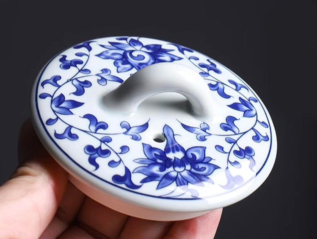 Blue and White Ceramic Teapot 28 oz Tea Coffee Pot with Lid