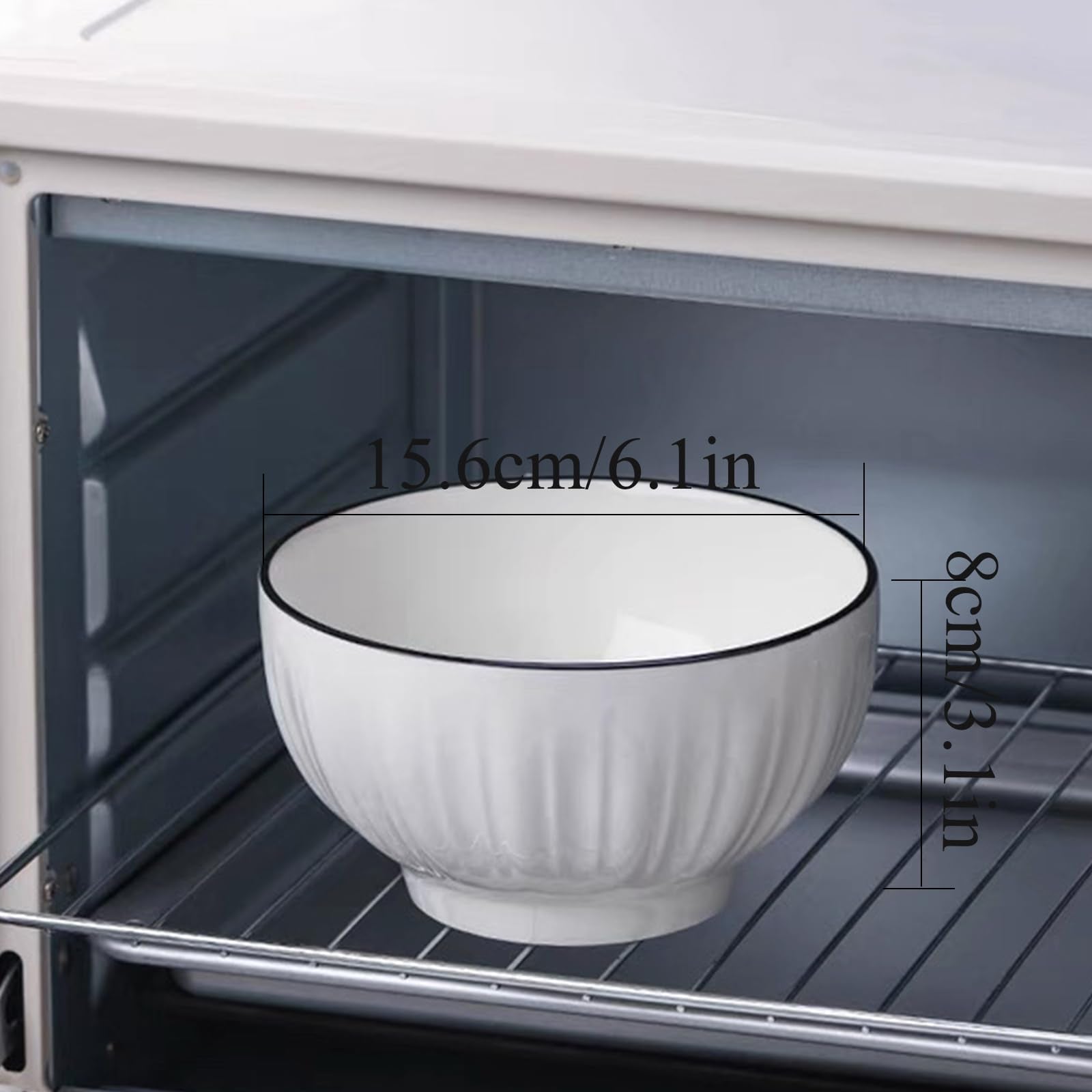 Ceramic Cereal Bowls Set of 4 - 700ml Premium White Porcelain 15x8cm