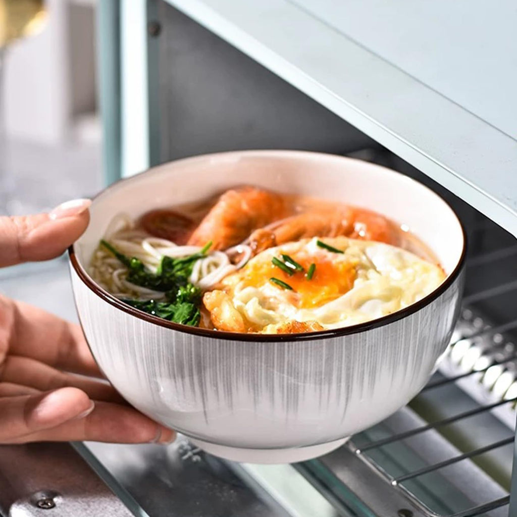 Ceramic Cereal Bowls Set of 4 - 700ml Minimalist White Design 15x8cm