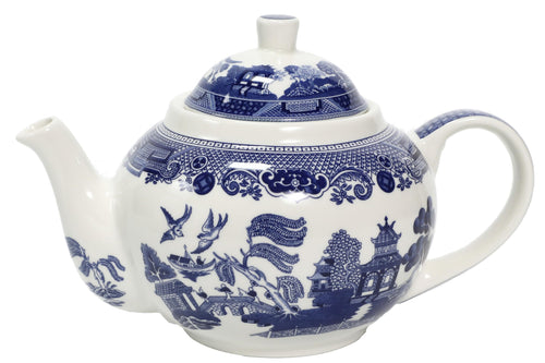 Blue Willow Ceramic Teapot 1 Litre Blue and White Porcelain Teapot