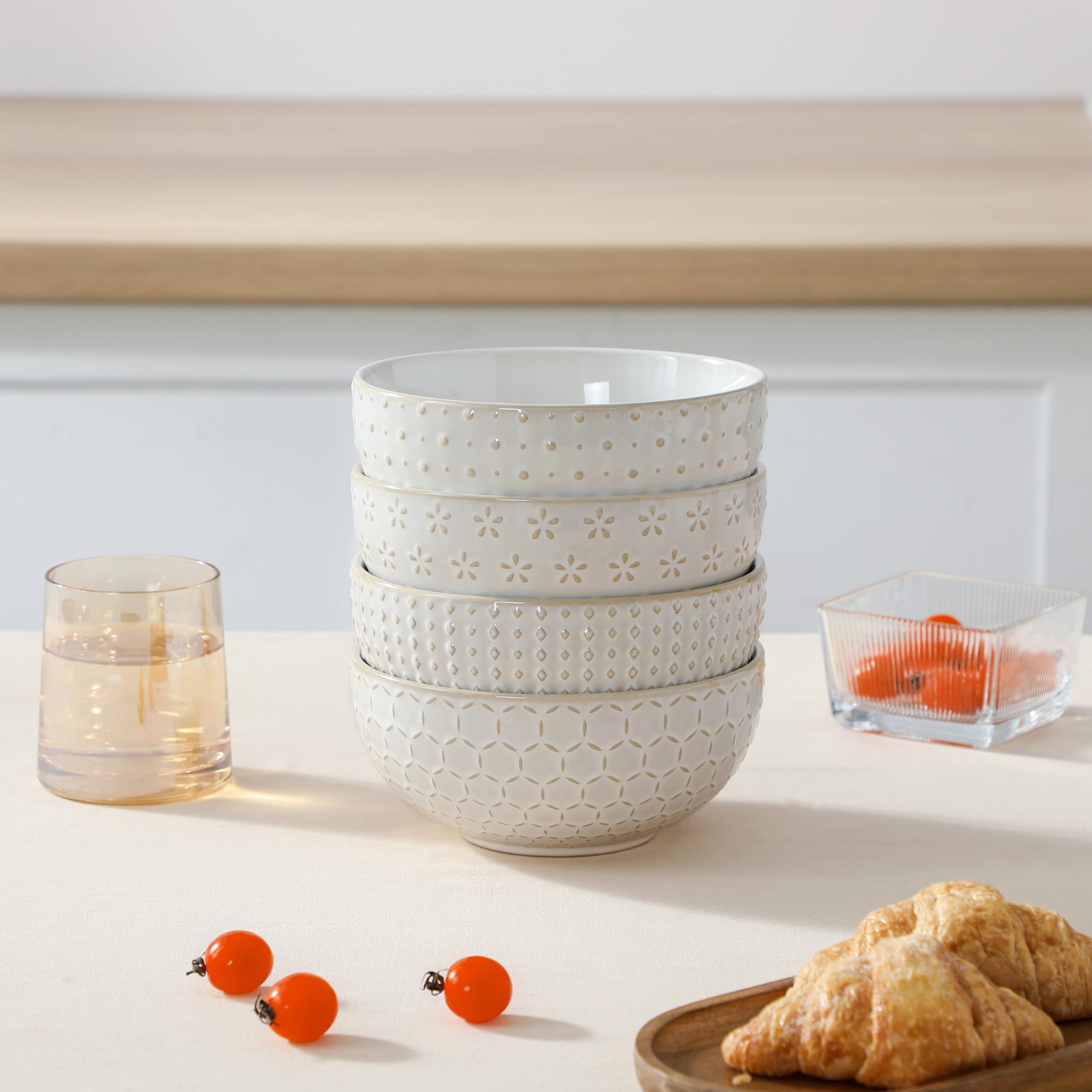 Ceramic Cereal Bowls Set of 4 30 Oz Stoneware Soup Salad Ramen Bowls 6 Inch