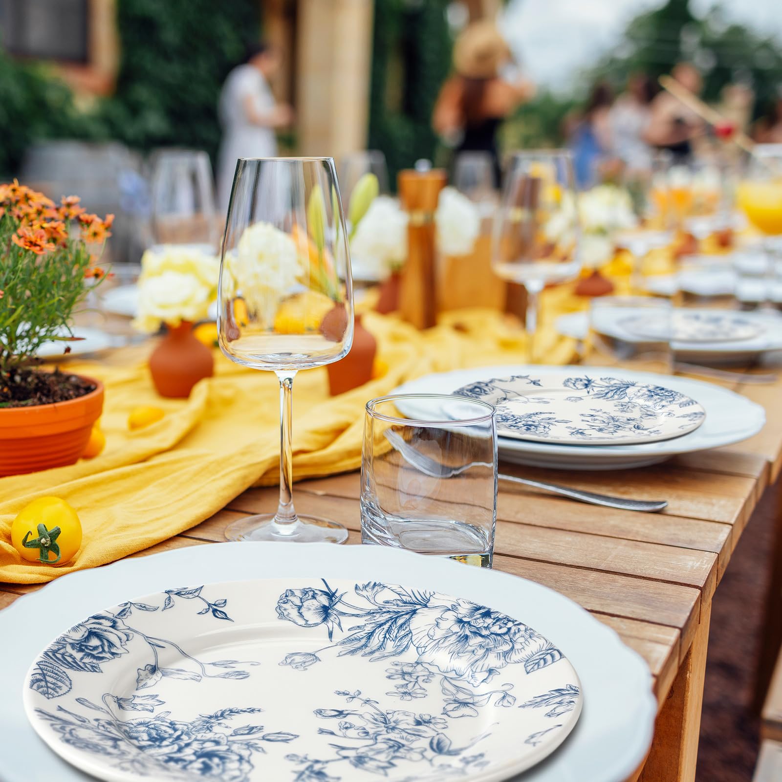 Ceramic Floral Plates Set of 6 6 Inch Blue and White Salad Dessert Plates