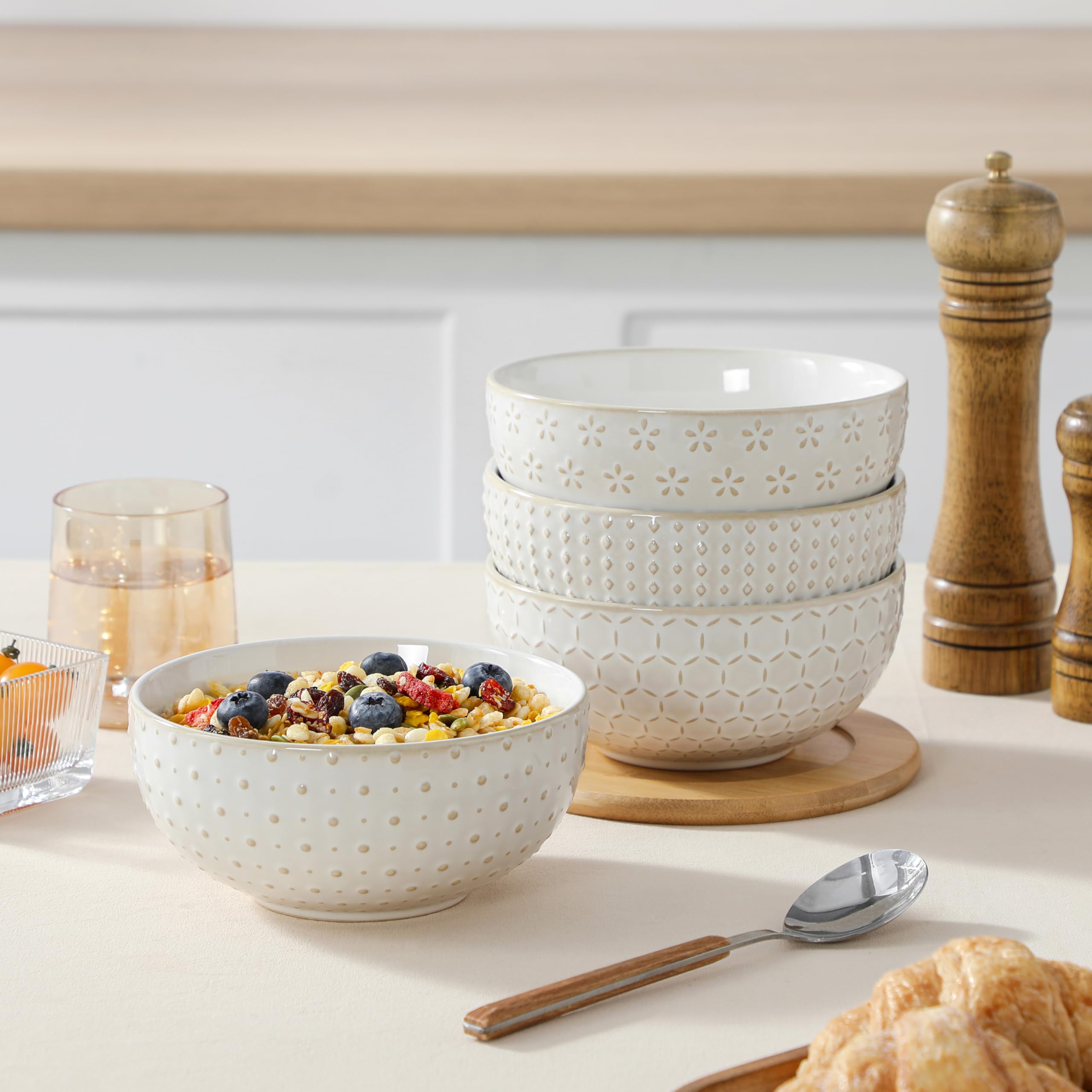 Ceramic Cereal Bowls Set of 4 30 Oz Stoneware Soup Salad Ramen Bowls 6 Inch