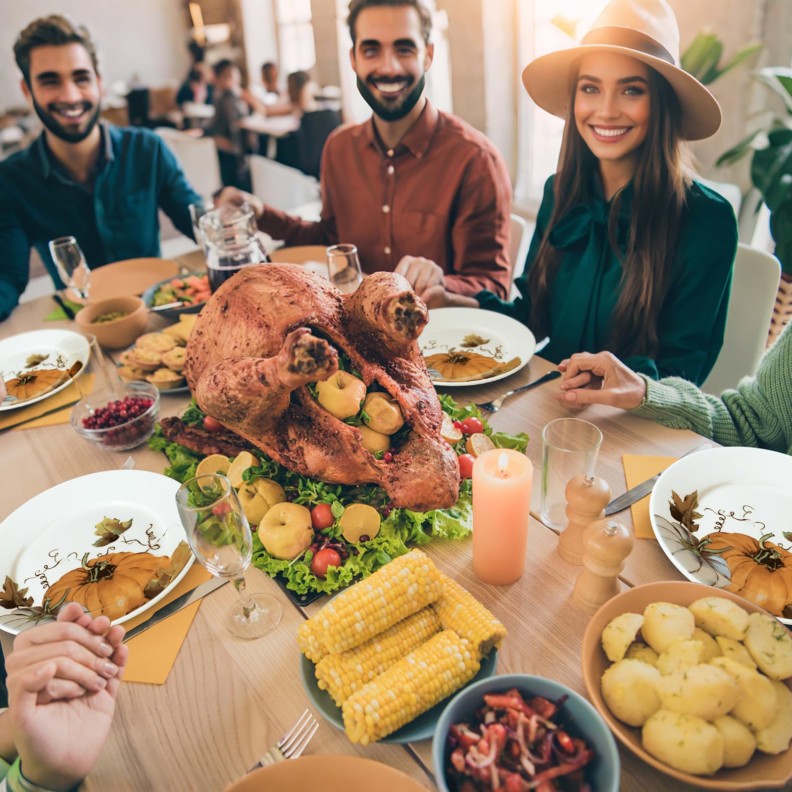 Ceramic Fall Plates Set of 6 6 Inch Pumpkin Salad Dessert Plates