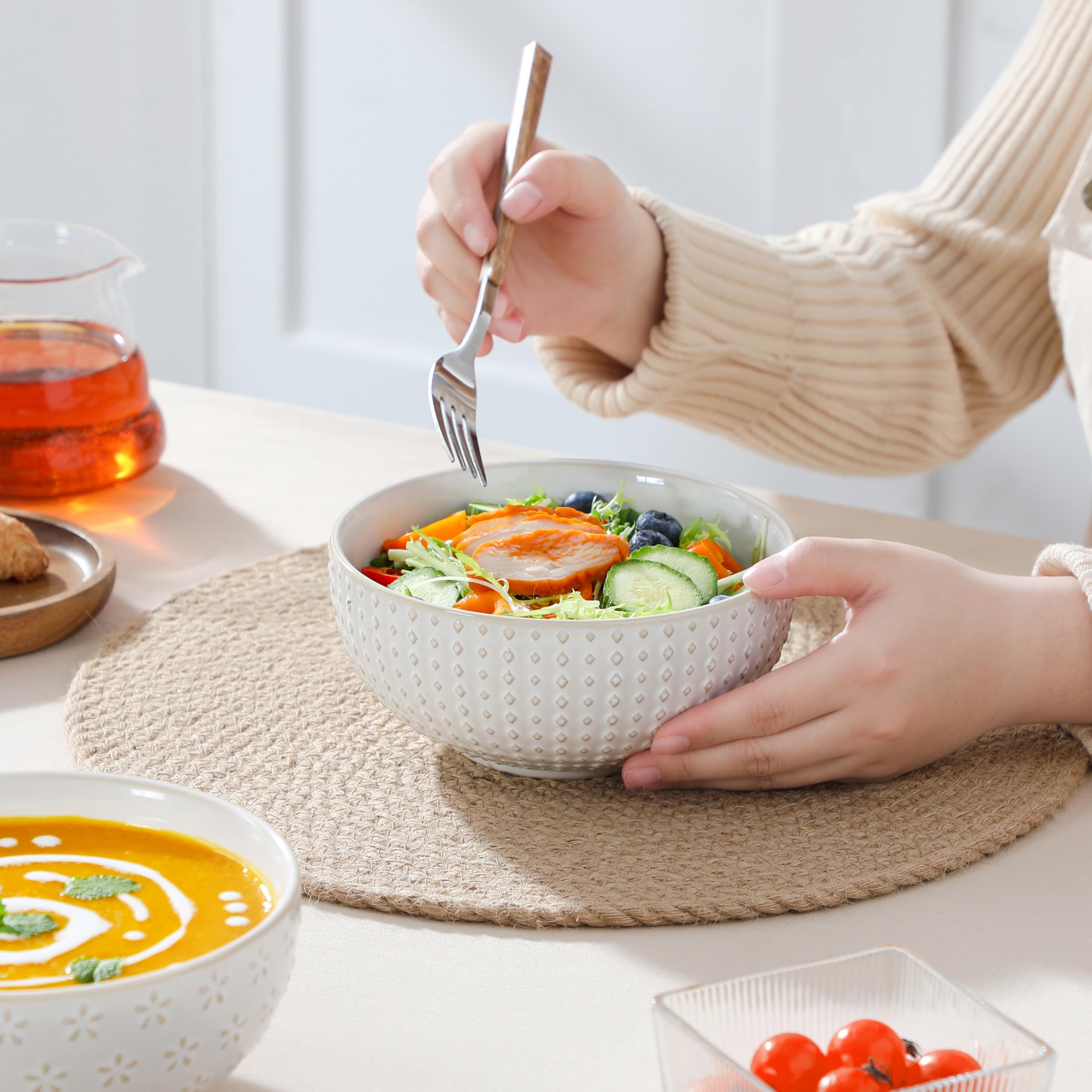 Ceramic Cereal Bowls Set of 4 30 Oz Stoneware Soup Salad Ramen Bowls 6 Inch