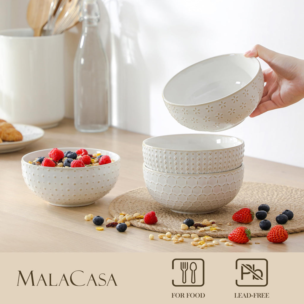 Ceramic Cereal Bowls Set of 4 30 Oz Stoneware Soup Salad Ramen Bowls 6 Inch