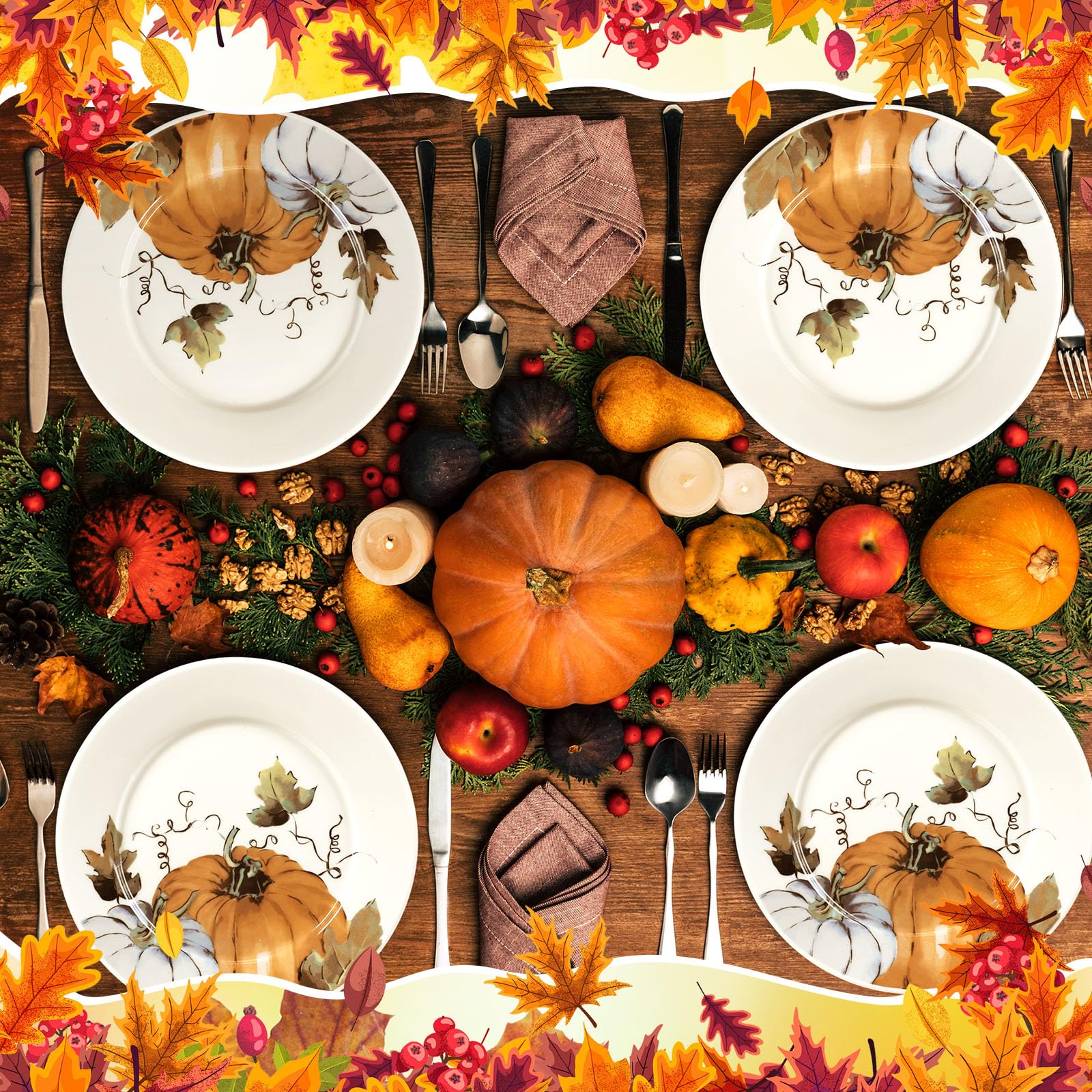 Ceramic Fall Plates Set of 6 6 Inch Pumpkin Salad Dessert Plates